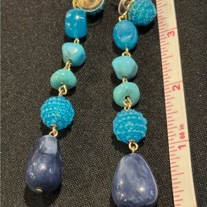 Turquoise Blue Beaded Dangle Earrings